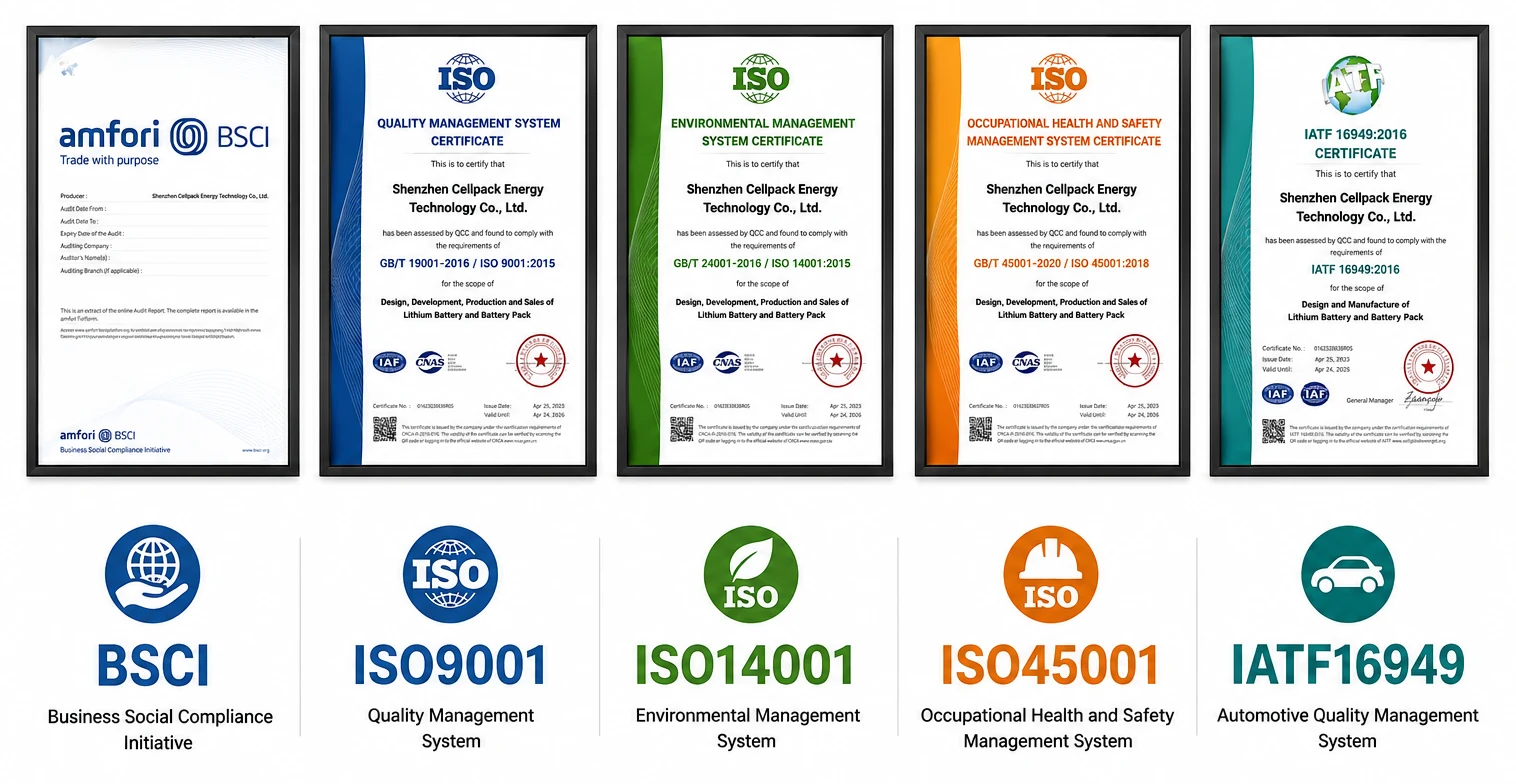Factory Certification - BSCI, ISO9001, ISO14001, ISO45001, IATF16949